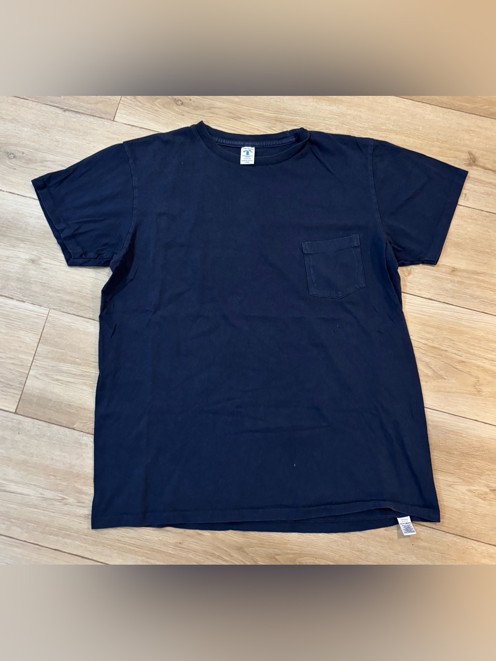 Velva Sheen Pocket T-Shirt Mens Large L Navy Blue Made in USA Cotton